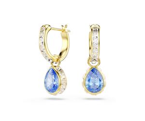 Paar Creolen SWAROVSKI "Schmuck Geschenk CHROMA Ohrringe", blau (gelbgoldfarben, kristallweiß, blau, kristallweiß, blau), Ohrringe, Damen, Metall, mit Swarovski Kristall - Einhänger abnehmbar (3939746