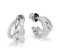 Paar Creolen SWAROVSKI "Schmuck Geschenk Hyperbola Ohrringe", silber (metallfarben, kristallweiß, kristallweiß), Ohrringe, Damen, Metall, mit Swarovski Kristall (64055407-0) metallfarben, kristallweiß