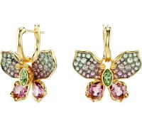 Paar Creolen SWAROVSKI "Schmuck Geschenk Idyllia Drop-Ohrhänger Schmetterling", gold (gelbgoldfarben, grün, rosa, gelb, braun, grün, rosa, gelb, braun), Ohrringe, Damen, Metall, mit Swarovski Kristall