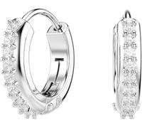 Paar Creolen SWAROVSKI "Schmuck Geschenk Matrix Ohrringe", silber (metallfarben, kristallweiß, kristallweiß), Ohrringe, Damen, 12mm, Metall, mit Swarovski Zirkonia (synth.) (76549351-0) metallfarben,