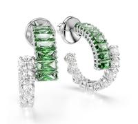 Paar Creolen SWAROVSKI "Schmuck Geschenk Matrix Ohrringe", weiß (metallfarben, kristallweiß, grün, kristallweiß, grün), Ohrringe, Damen, Metall, mit Swarovski Kristall, Swarovski Zirkonia (synth.) (70