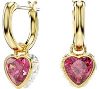 Paar Creolen SWAROVSKI "Stilla Drop", rosa (gelbgoldfarben, metallfarben, kristallweiß, rosa, kristallweiß, rosa), Ohrringe, Damen, Metall, mit Swarovski Kristall - Einhänger abnehmbar (45779517-0) ge