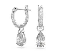 Paar Creolen SWAROVSKI "Stilla Pear Drop", silber (metallfarben, kristallweiß, kristallweiß), Ohrringe, Damen, Metall, mit Swarovski Kristall - Einhänger abnehmbar (42069769-0) metallfarben, kristallw