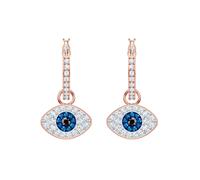 Paar Creolen SWAROVSKI "Symbolica Böser Blick magisches Auge", rosa (roségoldfarben, blau, kristallweiß, blau), Ohrringe, Damen, Metall, mit Swarovski Kristall, Einhänger abnehmbar (95514722-0) roségo