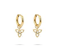 Paar Creolen TAMARIS "Schmuck Geschenk Creolen mit abnehmbaren Einhängern in Blüten-Otpik", gelbgoldfarben, kristallweiß, kristallweiß, Ohrringe, Damen, Edelstahl, Paar Creolen, mit Zirkonia (synth.)