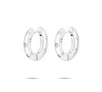 Paar Creolen TAMARIS "Schmuck Geschenk Creolen mit funkelnden Steinchen Little Twinkle", edelstahlfarben, kristallweiß, kristallweiß, Ohrringe, Damen, 18,5mm, Edelstahl, Paar Creolen, mit Zirkonia (sy