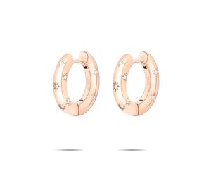 Paar Creolen TAMARIS "Schmuck Geschenk Creolen mit funkelnden Steinchen Little Twinkle", rosa (roségoldfarben, kristallweiß, kristallweiß), Ohrringe, Damen, 18,5mm, Edelstahl, mit Zirkonia (synth.) (2