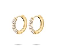 Paar Creolen TAMARIS "Schmuck Geschenk Edelstahl Creole Glitter Donut Familie", gold (gelbgoldfarben, kristallweiß, kristallweiß), Ohrringe, Damen, 21,6mm, Edelstahl, mit Glasstein (66640306-0) gelbgo