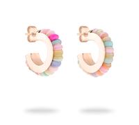 Paar Creolen TAMARIS "Schmuck Geschenk Edelstahl Ohrringe All About Beads", gold (roségoldfarben, grün, beige, pink, rosé, hellblau, grün, beige, pink, rosé, hellblau), Ohrringe, Damen, 20mm, Edelstah