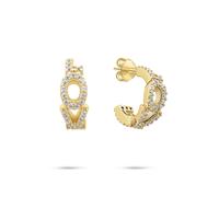 Paar Creolen TAMARIS "Schmuck Geschenk Silber 925 Creole Love Letters", gelbgoldfarben, kristallweiß, kristallweiß, Ohrringe, Damen, 10,8mm, Silber 925 (Sterlingsilber), mit Zirkonia (synth.) (2092360