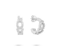 Paar Creolen TAMARIS "Schmuck Geschenk Silber 925 Creole Love Letters", silber (silberfarben, kristallweiß, kristallweiß), Ohrringe, Damen, 10,8mm, Silber 925 (Sterlingsilber), mit Zirkonia (synth.) (