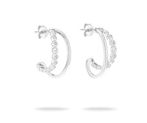 Paar Creolen TAMARIS "Schmuck Geschenk Silber 925 Ohrringe Tiny Glimmer", silber (silberfarben, kristallweiß, kristallweiß), Ohrringe, Damen, Silber 925 (Sterlingsilber), mit Zirkonia (synth.) (998725