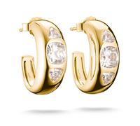 Paar Creolen THOMAS SABO "Bold Elegance Ohrringe mit Zirkoniasteinen", gold (gelbgoldfarben, kristallweiß, kristallweiß), Ohrringe, Damen, Silber 925 (recycelt), mit Zirkonia (synth.) (11384430-0) gel