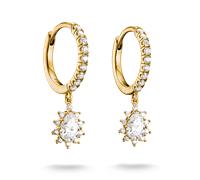 Paar Creolen THOMAS SABO "Gelbgoldfarbene Creole mit Zirkoniasteinen und Anhänger", gelbgoldfarben, kristallweiß, kristallweiß, Ohrringe, Damen, Metall, mit Zirkonia (synth.) (93387232-0) gelbgoldfarb