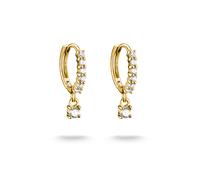 Paar Creolen THOMAS SABO "mit Anhänger", gold (gelbgoldfarben, weiß, weiß), Ohrringe, Damen, Metall, mit Zirkonia (synth.) (56776020-0) gelbgoldfarben, weiß, weiß