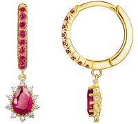 Paar Creolen THOMAS SABO "mit Anhänger Vintage Romance", bunt (gelbgoldfarben, weiß, rot, weiß, rot), Ohrringe, Damen, Silber 925 (recycelt), mit Zirkonia (synth.), Saphir (synth.) (35735732-0) gelbgo