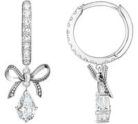 Paar Creolen THOMAS SABO "mit Schleifen-Anhänger", bunt (silberfarben, weiß, weiß), Ohrringe, Damen, Silber 925 (recycelt), mit Zirkonia (synth.) (82713844-0) silberfarben, weiß, weiß