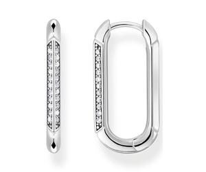 Paar Creolen THOMAS SABO "silber", bunt (silberfarben, weiß, kristallweiß), Ohrringe, Damen, Silber 925 (recycelt), mit Zirkonia (synth.) (71742462-0) silberfarben, weiß, kristallweiß