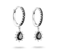 Paar Creolen THOMAS SABO "True Romance Ohrschmuck "Tropfen", schwarz (silberfarben, schwarz, kristallweiß, schwarz, kristallweiß), Ohrringe, Damen, Silber 925 (recycelt), mit Zirkonia (synth.) (213378
