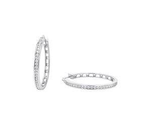 Paar Creolen TOM TAILOR "Schmuck Geschenk Silber 925", silber (silberfarben, kristallweiß, kristallweiß), Ohrringe, Damen, 30mm, Silber 925 (Sterlingsilber), mit Zirkonia (synth.) (91174801-0) silberf