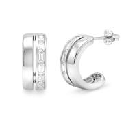 Paar Creolen TOM TAILOR, silber, Ohrringe, Damen, 15mm, Silber 925 (Sterlingsilber), mit Zirkonia (synth.) (64775463-0) silber