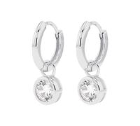 Paar Creolen TOM TAILOR, silberfarben, weiß, weiß, Ohrringe, Damen, Silber 925 (Sterlingsilber), mit Zirkonia (synth.) (10093336-0) silberfarben, weiß, weiß
