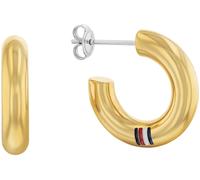 Paar Creolen TOMMY HILFIGER "CIRCLES", gelb (gelbgoldfarben, edelstahlfarben), Ohrringe, Damen, 22mm, Edelstahl, mit Emaille (55062321-0) gelbgoldfarben, edelstahlfarben