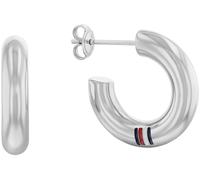 Paar Creolen TOMMY HILFIGER "CIRCLES", silber (edelstahlfarben), Ohrringe, Damen, 22mm, Edelstahl, mit Emaille (88950767-0) edelstahlfarben