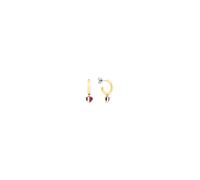 Paar Creolen TOMMY HILFIGER "HEART CHARMS", bunt (gelbgoldfarben, edelstahlfarben, rot, weiß, blau), Ohrringe, Damen, Edelstahl, Emaille (96345124-0) gelbgoldfarben, edelstahlfarben, rot, weiß, blau