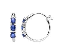 Paar Creolen VIRA JEWELS "Silber 925 rhodiniert mit 6 blauen Saphir-Steinen", weiß (weiß, blau), Ohrringe, Damen, one-size, 1,2, Silber 925 (Sterlingsilber) (29873962-0) weiß, blau