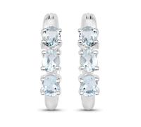 Paar Creolen VIRA JEWELS "Silber 925 rhodiniert mit 6 hellblauen Aquamarinen", weiß (weiß, hellblau), Ohrringe, Damen, one-size, 0,9, Silber 925 (Sterlingsilber) (19812348-0) weiß, hellblau