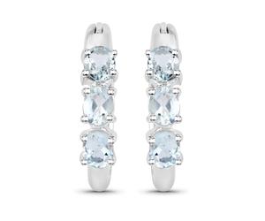 Paar Creolen VIRA JEWELS "Silber 925 rhodiniert mit 6 hellblauen Aquamarinen", weiß (weiß, hellblau), Ohrringe, Damen, one-size, 0,9, Silber 925 (Sterlingsilber) (19812348-0) weiß, hellblau
