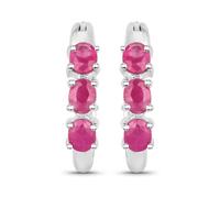 Paar Creolen VIRA JEWELS "Silber 925 rhodiniert mit 6 natürlichen Rubinen", weiß (weiß, rot), Ohrringe, Damen, one-size, 1,32, Silber 925 (Sterlingsilber) (95865746-0) weiß, rot