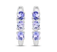 Paar Creolen VIRA JEWELS "Silber 925 rhodiniert mit 6 natürlichen violetten Tansaniten", weiß (weiß, violett), Ohrringe, Damen, one-size, 1,02, Silber 925 (Sterlingsilber) (83240114-0) weiß, violett