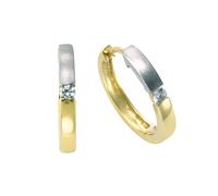 Paar Creolen VIVANCE "333 Gold zweifarbig 16mm Zirkonia", bunt (mehrfarbig, weiß), Ohrringe, Damen, one-size, Gold (73411742-0) mehrfarbig, weiß