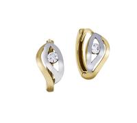 Paar Creolen VIVANCE "375/- Gelbgold bicolor Zirkonia", bunt (mehrfarbig, weiß), Ohrringe, Damen, one-size, Gold (38564316-0) mehrfarbig, weiß