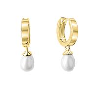 Paar Creolen VIVANCE "375/- Gelbgold Süßwasserzuchtperle", gelb (gelb, weiß), Ohrringe, Damen, one-size, Gold (85529017-0) gelb, weiß