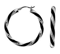 Paar Creolen VIVANCE "925 Silber rhodiniert Lack schwarz", bunt (mehrfarbig), Ohrringe, Damen, one-size, Silber 925 (Sterlingsilber) (30902241-0) mehrfarbig