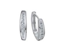 Paar Creolen VIVANCE "925 Silber rhodiniert", silber (silbergrau, weiß), Ohrringe, Damen, one-size, Silber 925 (Sterlingsilber) (31889851-0) silbergrau, weiß