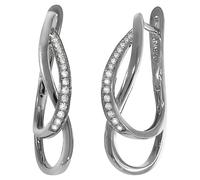 Paar Creolen VIVANCE "925 Silber rhodiniert", weiß (weiß, weiß), Ohrringe, Damen, one-size, Silber 925 (Sterlingsilber), Klappcreolen (59776713-0) weiß, weiß