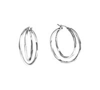 Paar Creolen VIVANCE "925/- Sterling Silber rhodiniert 2-reihig", weiß, Ohrringe, Damen, one-size, Silber 925 (Sterlingsilber) (22939756-0) weiß