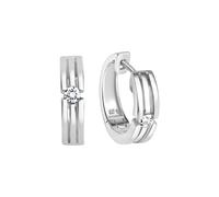 Paar Creolen VIVANCE "925 Sterling Silber rhodiniert 2 Zirkonia", silber (weiß, weiß), Ohrringe, Damen, one-size, Silber 925 (Sterlingsilber) (47861836-0) weiß, weiß