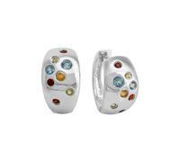 Paar Creolen VIVANCE "925/- Sterling Silber rhodiniert Farbsteine", weiß (weiß, hellblau), Ohrringe, Damen, one-size, Silber 925 (Sterlingsilber) (79698926-0) weiß, hellblau