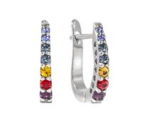 Paar Creolen VIVANCE "925/- Sterling Silber rhodiniert Kristall bunt", weiß (weiß, bunt), Ohrringe, Damen, one-size, Silber 925 (Sterlingsilber) (74682200-0) weiß, bunt