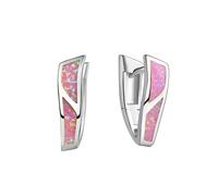 Paar Creolen VIVANCE "925-Sterling Silber rhodiniert synth. Opal pink", weiß (weiß, pink), Ohrringe, Damen, one-size, Silber 925 (Sterlingsilber) (73382446-0) weiß, pink