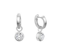 Paar Creolen VIVANCE "925/- Sterling Silber rhodiniert Zirkonia", weiß (weiß, weiß), Ohrringe, Damen, one-size, Silber 925 (Sterlingsilber) (24073256-0) weiß, weiß