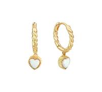 Paar Creolen VIVANCE "925/- Sterling Silber vergoldet synth. Opal", gelb (gelb, weiß), Ohrringe, Damen, one-size, Silber 925 (Sterlingsilber) (13529255-0) gelb, weiß