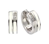 Paar Creolen VIVANCE "925/- Sterling Silber Zirkonia", weiß (weiß, weiß), Ohrringe, Damen, one-size, Silber 925 (Sterlingsilber), Klappcreolen (40573120-0) weiß, weiß