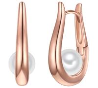 Yokoamii - Creolen aus Metall-Legierung in Roségold mit Muschelkernperle 1 ct Damen