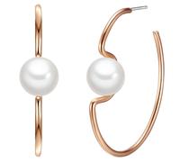 Yokoamii - Perlen-Creolen Metall-Legierung Muschelkernperle in Roségold Damen